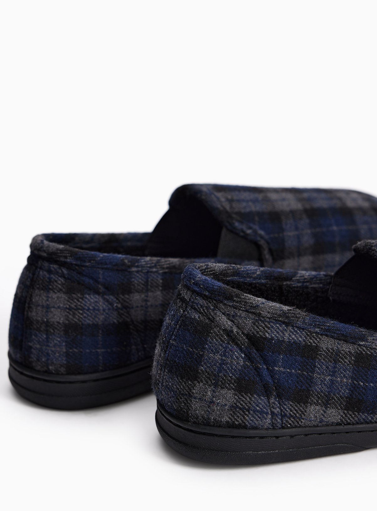 Black & Grey Checked Fur-Lined Slippers 12 - Image 4 thumbnail